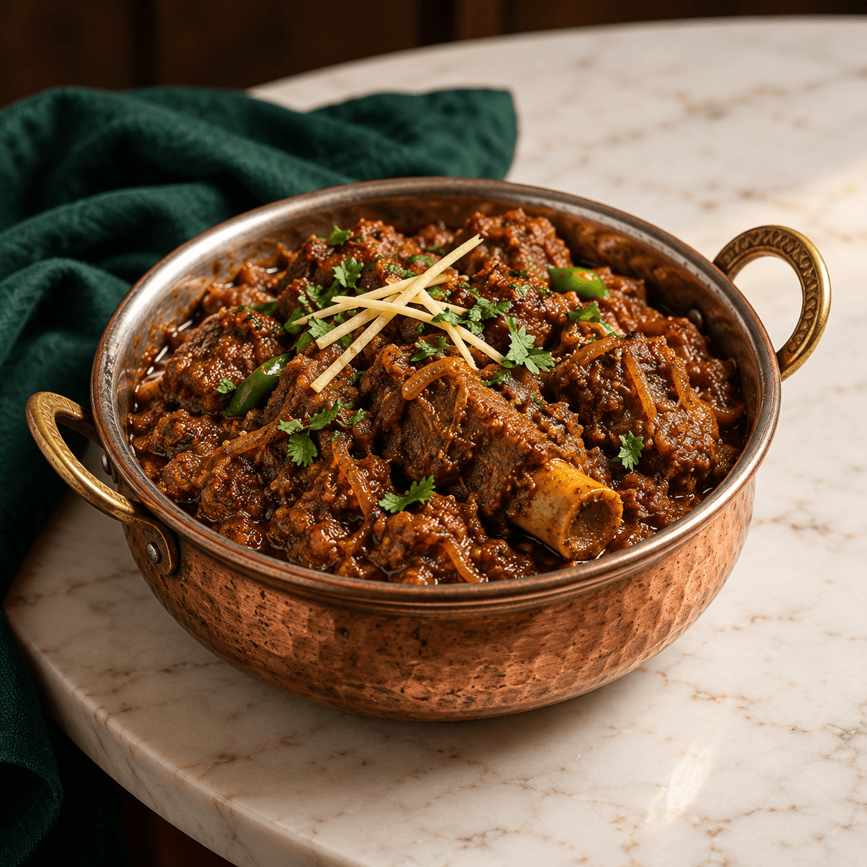 Mutton Bhuna, AI-generated illustrative serving image