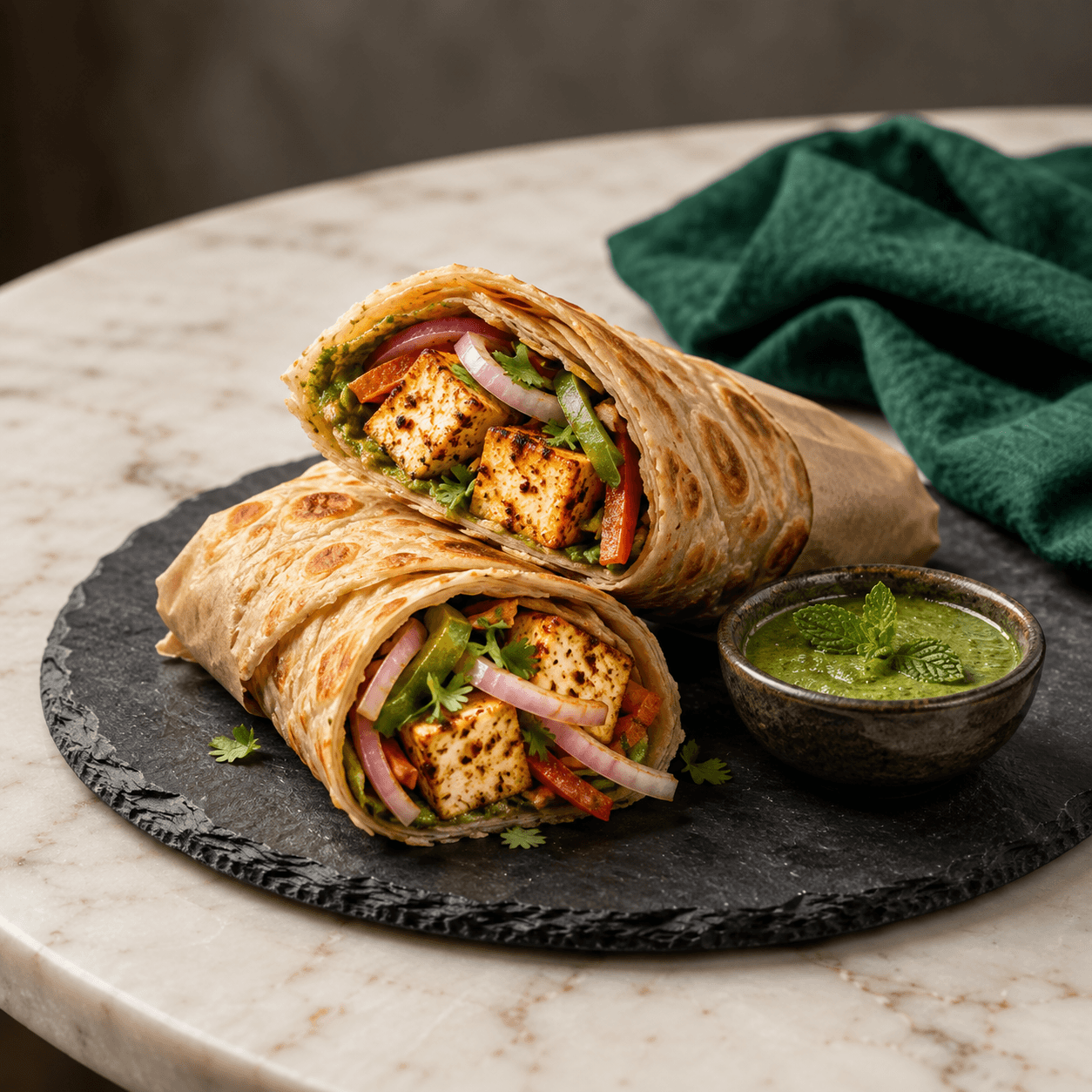 Paneer Roll, AI-generated illustrative serving image
