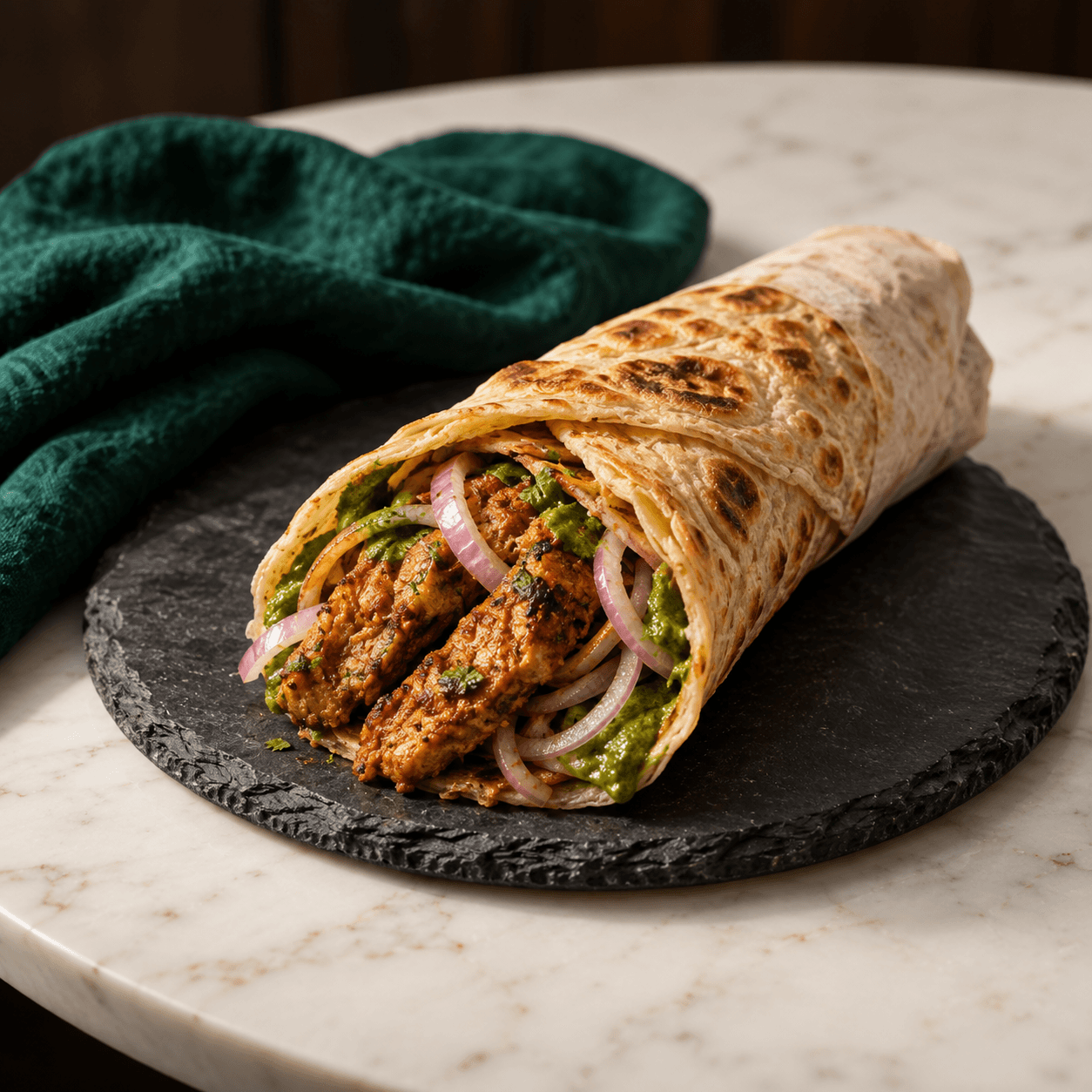 Soya Chaap Roll, AI-generated illustrative serving image