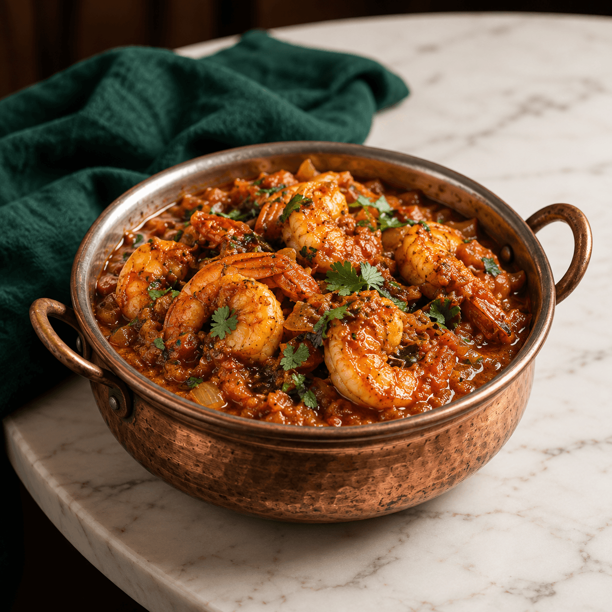Prawns Masala, AI-generated illustrative serving image