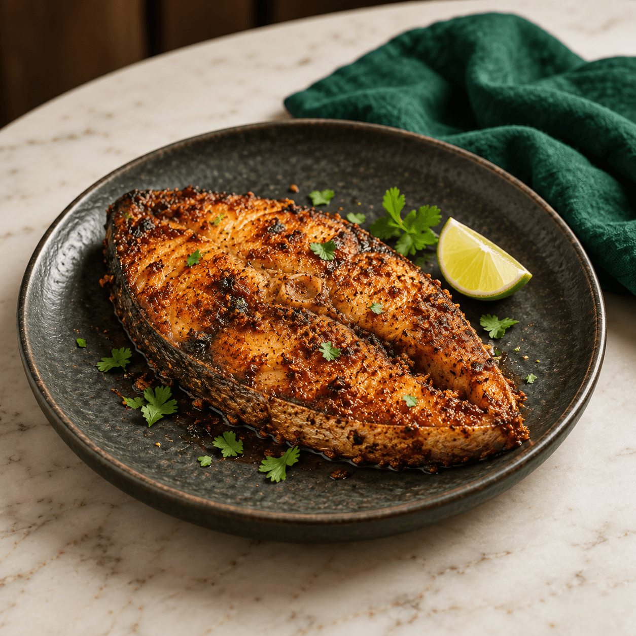 Surmai Tawa Fry, AI-generated illustrative serving image