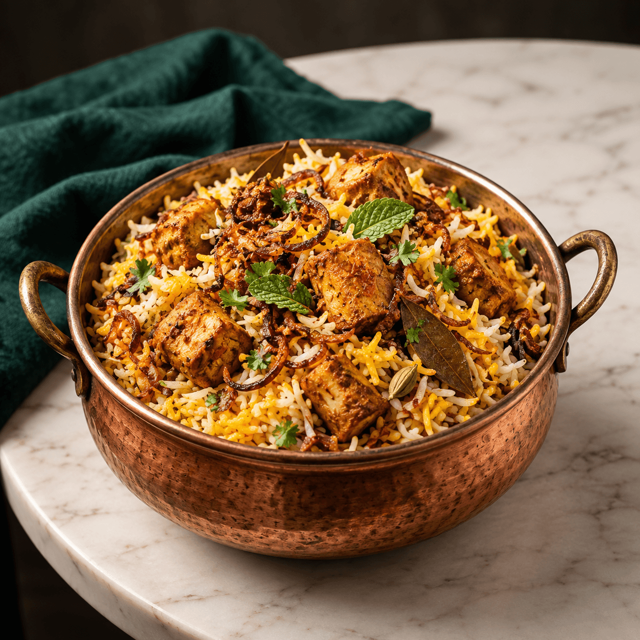 Soya Chaap Biryani, AI-generated illustrative serving image